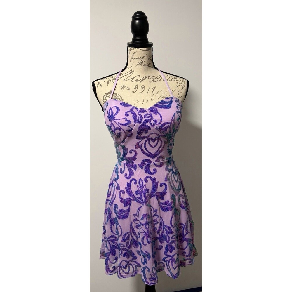 Juniors Purple Sequence Dress Size Medium NWT